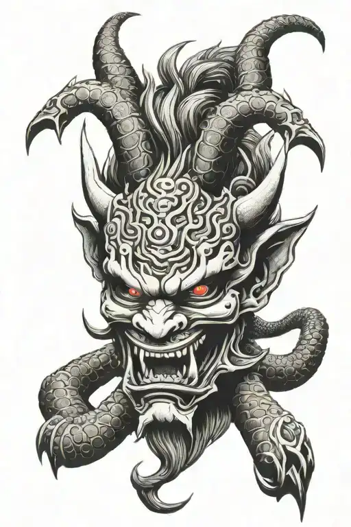 Japanes Dragon Oni Demon Mask