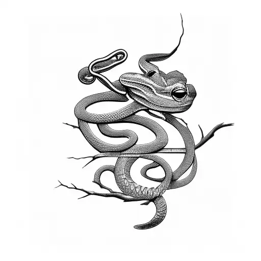 Snake Fighting Against A Samurai Frog