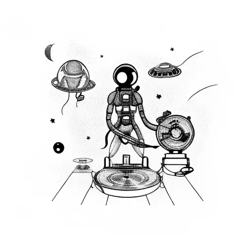 A Futuristic Alien Dj Spinning Records In Outer Space