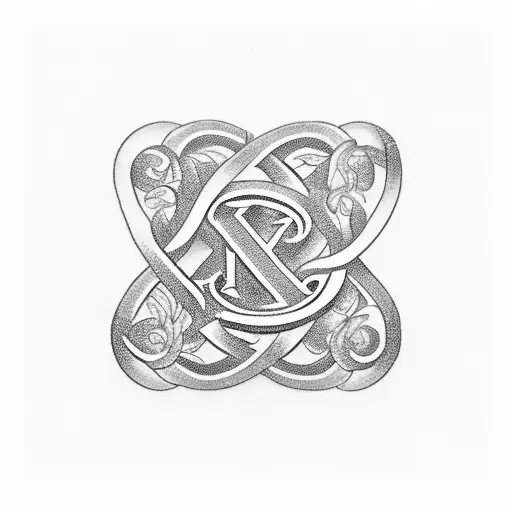 A Monogram Of The Letters Nt Intertwined With Floral Elements