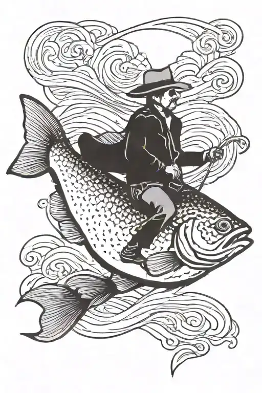 Cowboy Riding Bass Fish