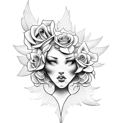 Guardian Angel With Roses