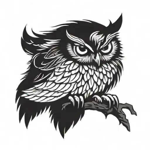 Little Angry Owl Sitting