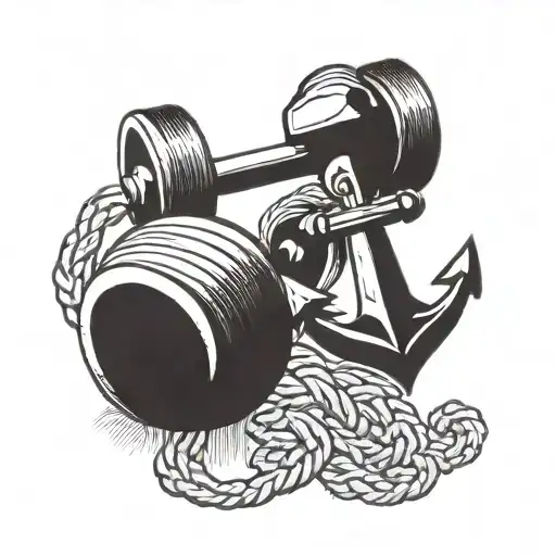 Incorporate A Stylized Dumbbell And Anchor Intertwined In A Design