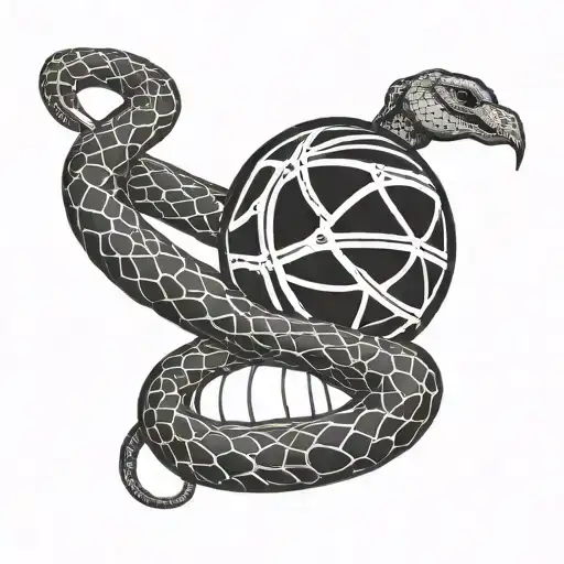 Basketball Ball And Coiled Mamba Snake