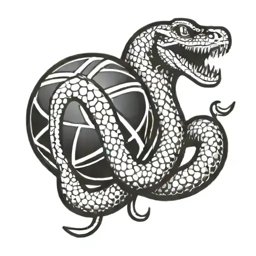 Basketball Ball And Coiled Mamba Snake