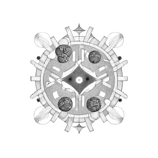 A Blackwork Tattoo Of A Viral Structure Combined With A Microbiology Symbol
