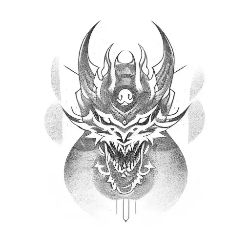 A Tatto With A Samurai And A Dragon