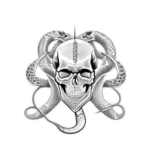 Skull With Snake