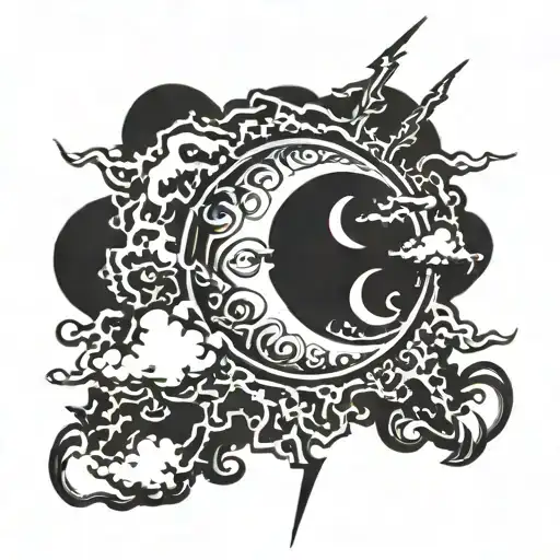 Moon And Lightning Bolt