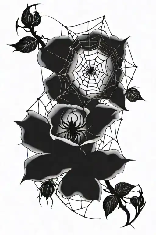 Sketch On The Leg Of A Rose Spider And Web