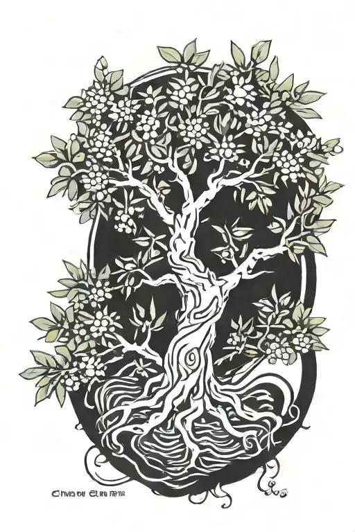 Olive Tree Surrounded By Black Cyber Sigilism