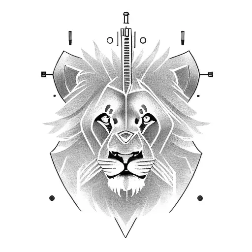 Mechanic Tools Combined With Lion Imagery