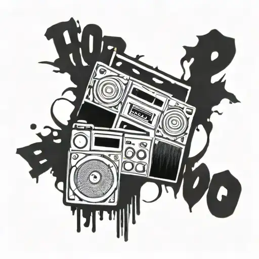 Boombox With Hip Hop Written Underneath