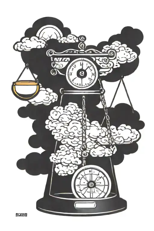 Balance Scale With Clouds And A Sun Setting