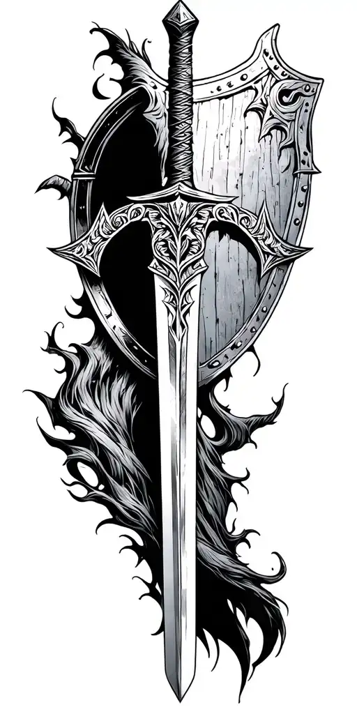 Norse Mythology Sword And Shield Yggrasil