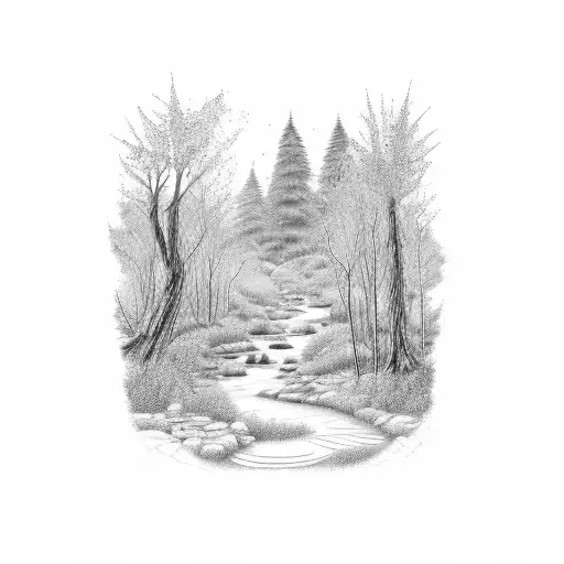 A Serene Forest Trail Leading Towards A Hidden Waterfall