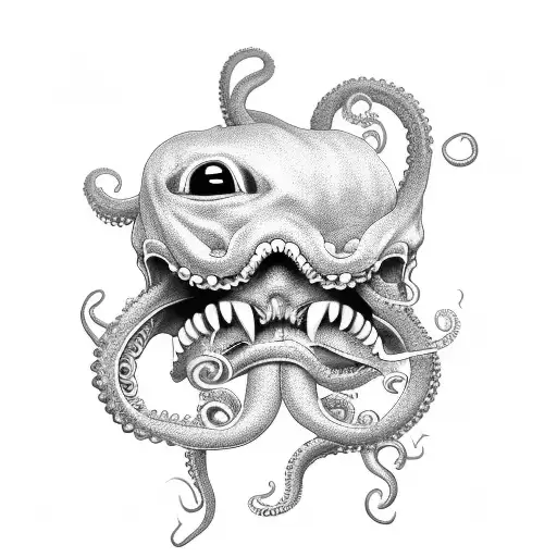 Vampire Mouth With Octopus Tentacle Coming Out Of It