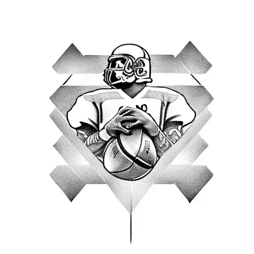 A Blackwork Tattoo Of A Football Player Holding A Lightsaber