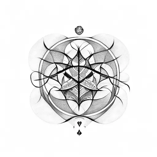 A Blackwork Tattoo Of A Psychology Symbol Intertwined With A Wanderlust Symbol