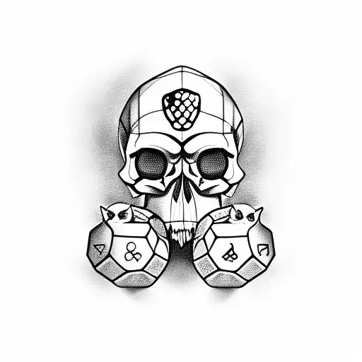 Skull And Black Cat Playing Chess