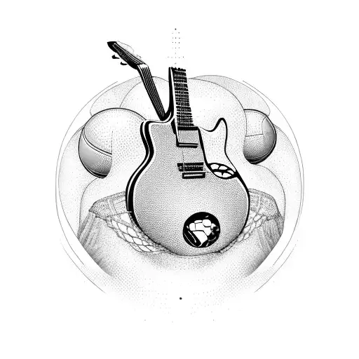 A Guitar Merging With A Basketball In A Dynamic Pose