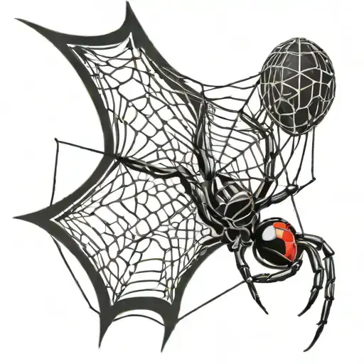 Black Widow With The Number 8 On A Spiders Web