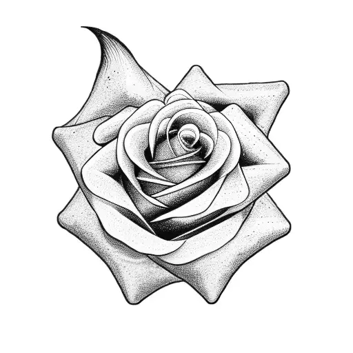 A Mystical Rose Intertwined With A Crescent Moon