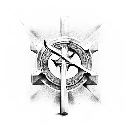 Christian Cross With Barbwire