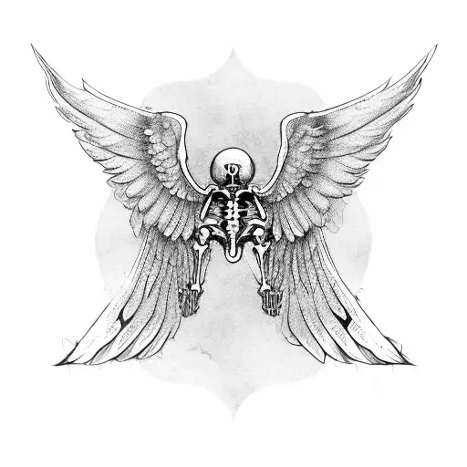 Motorcycle With Skeleton Wings