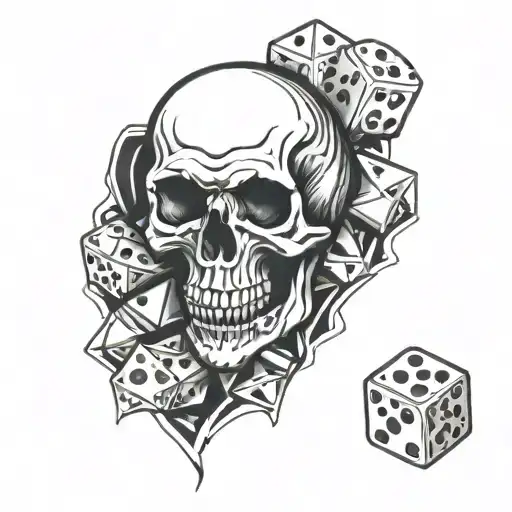 Skull And Dice Symbolizing The Gamble
