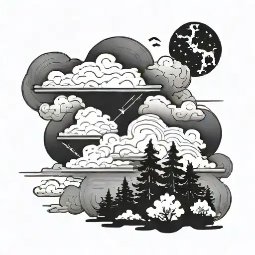 Clouds And Trees Background Looking