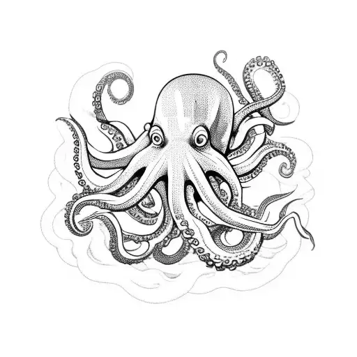 An Octopus Emerging From A Fiery Wave