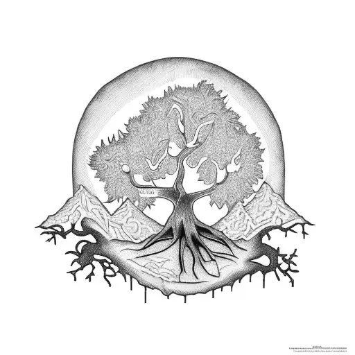 Tree With A Dog Below