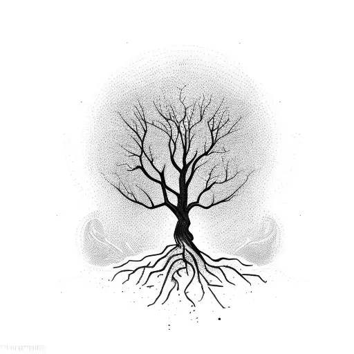 Tree With A Dog Below