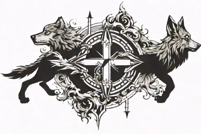 Cross Direction With Gods Direction With A Wolf