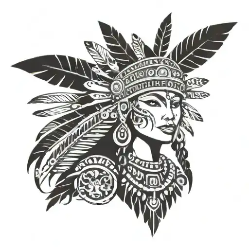 Inca Warrior Princess With A Jungle-themed Headdress