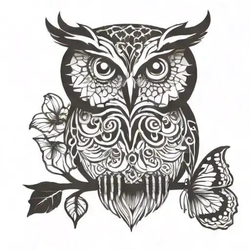 Owl And Butterfly