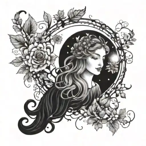 A Celestial Virgo Constellation Intertwined With Intricate Floral Vines