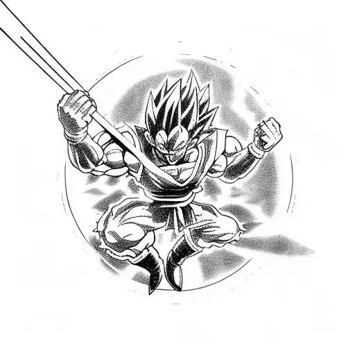 Dragon Ball Character In A Dynamic Fighting Pose