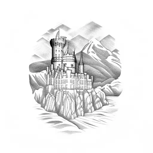 Scottish Castle Surrounded By Mountains