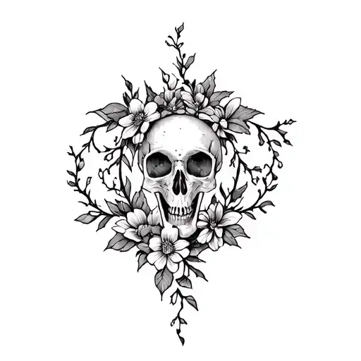 A Life And Death Symbol Intertwined With Vines And Flowers