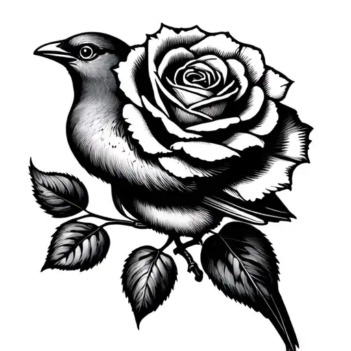 Bird With A Rose With A Beak
