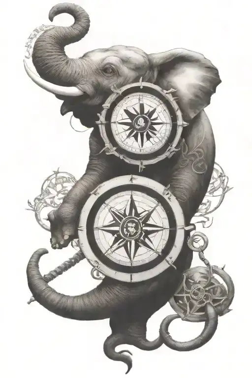 Elephant Head Compass Anchor Intertwined
