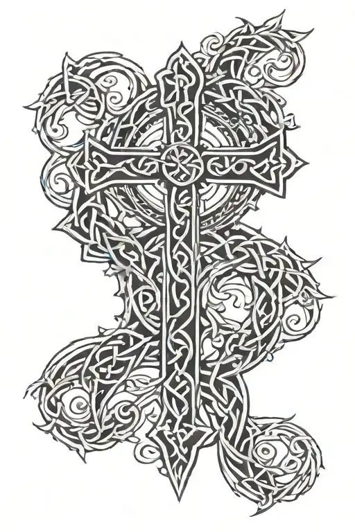 Celtic Cross Throrn Vine Background