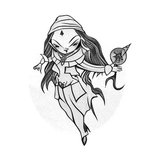 A Mystical Witch Casting A Spell On A Mountain Peak