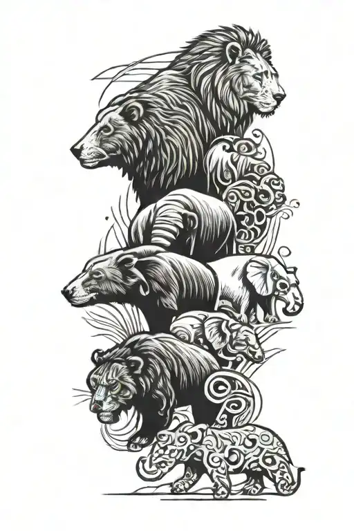 Penguin Lion Elephant Bear