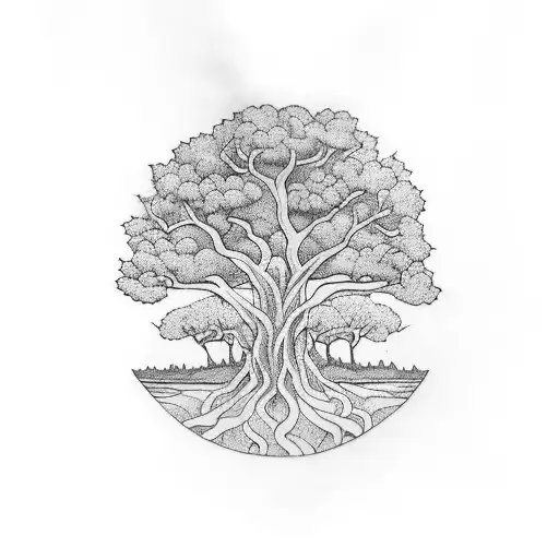 The Shape Of An Eye With An Oak Tree In The Middle