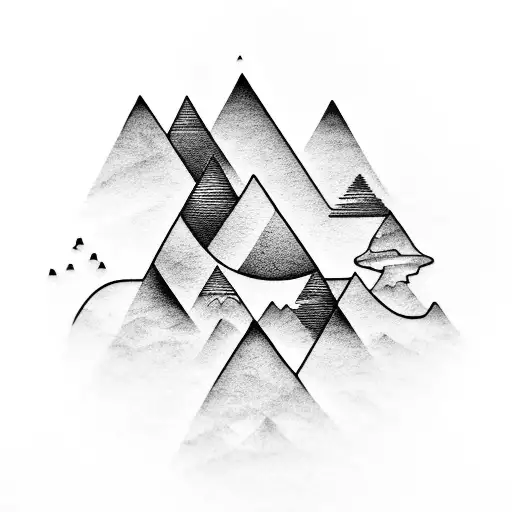 A Mountain Range Formed By Interlocking Geometric Shapes