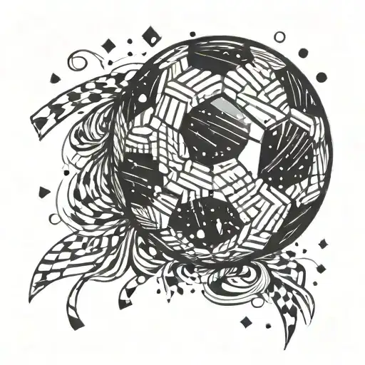 A Stylized Illustration Of A Soccer Ball Surrounded By Festive Confetti And Streamers